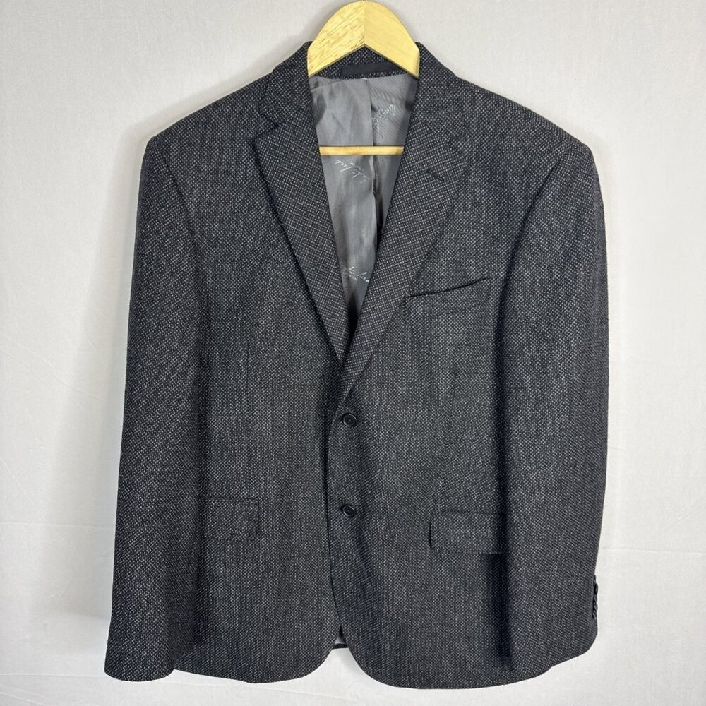 Austin Reed‎ Signature Blazer 42R 100% Wool Textured Black Gray Sport Coat